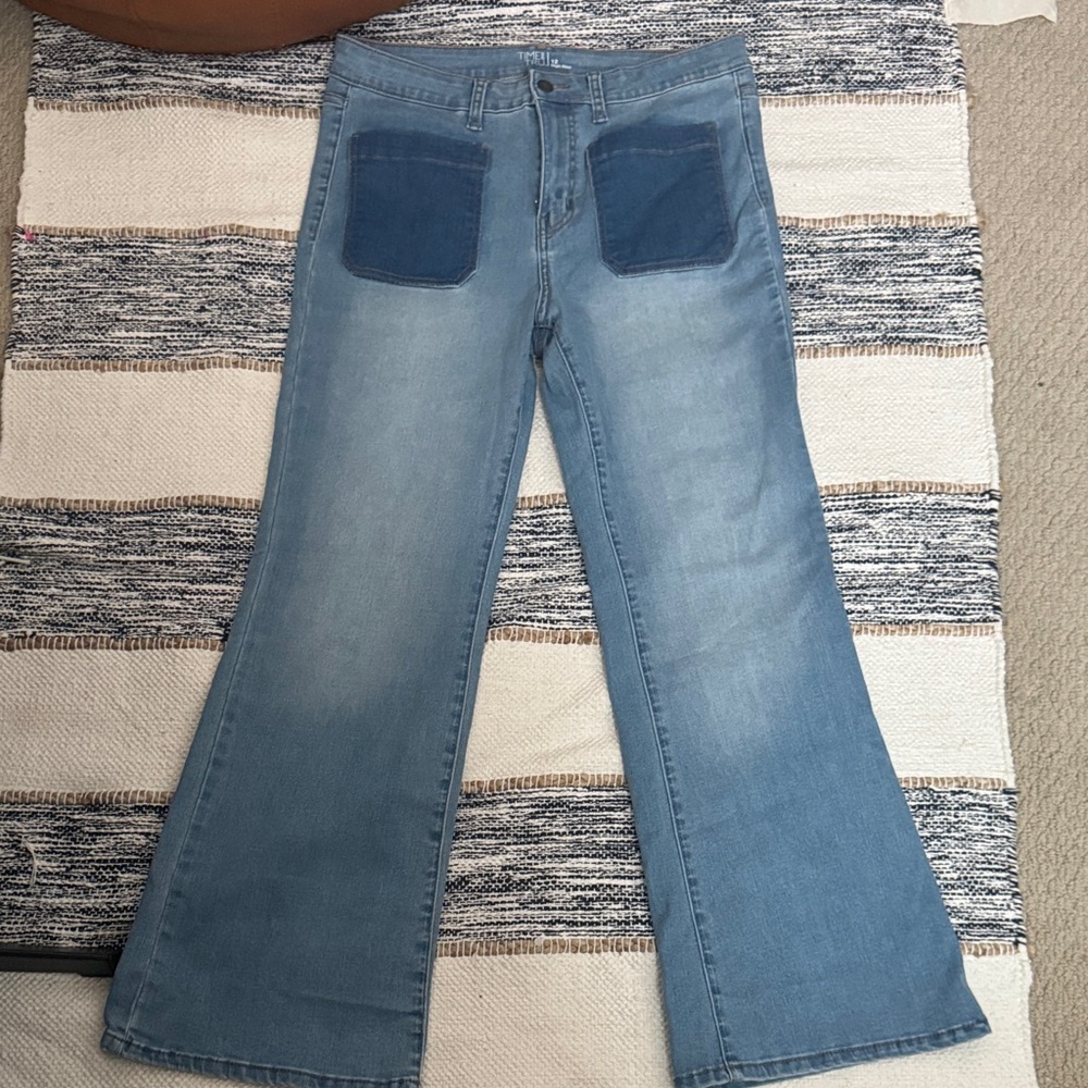 Time and Tru Denim Flare Jeans with Dark Blue Pockets
